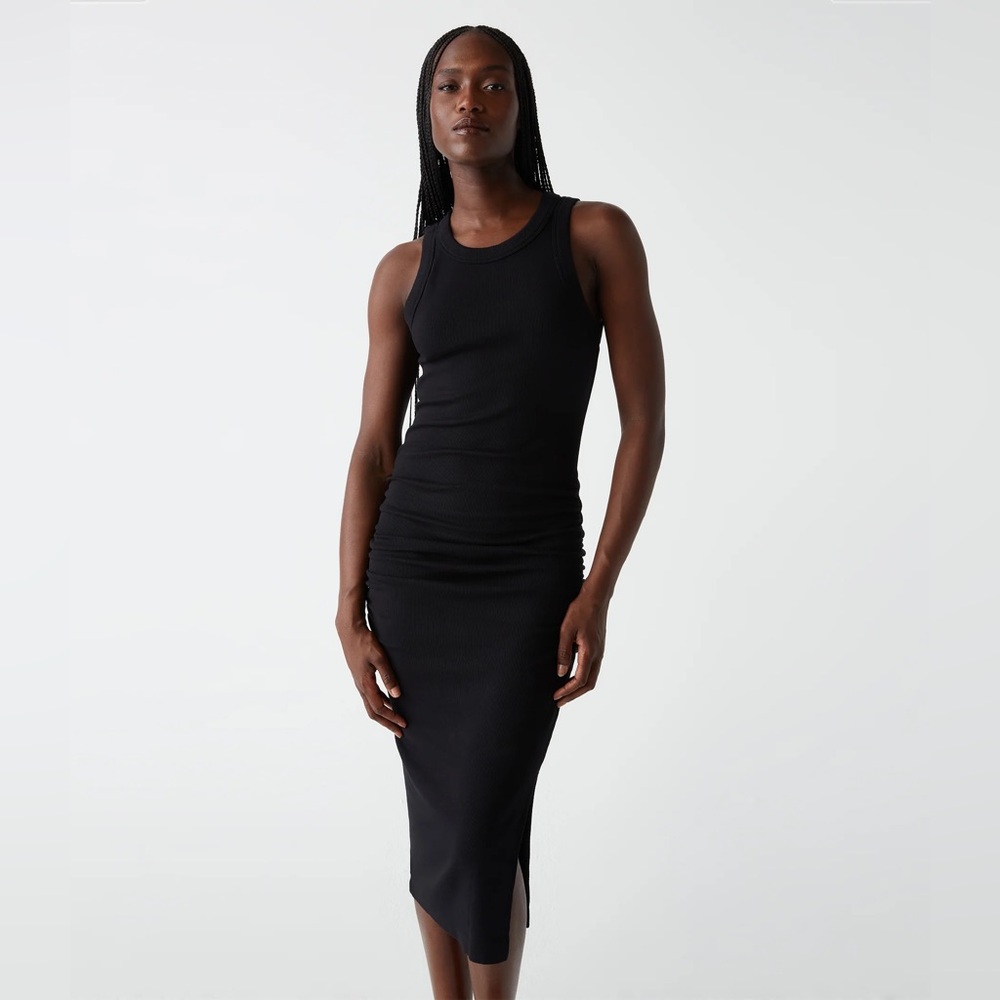 Michael Stars Cotton Midi- Wren with Slit- ultra ribbed tank dress